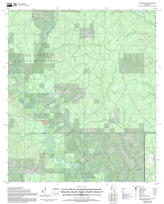 2025 Forest Service Topo Map of Barbara Mississippi