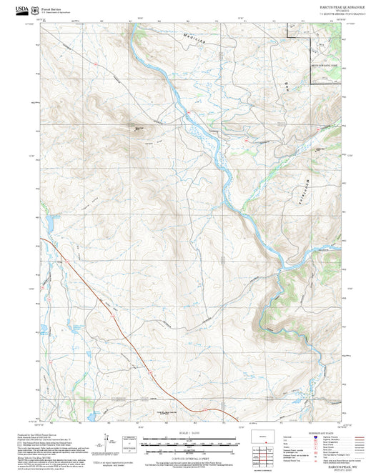 2025 Forest Service Topo Map of Barcus Peak Wyoming