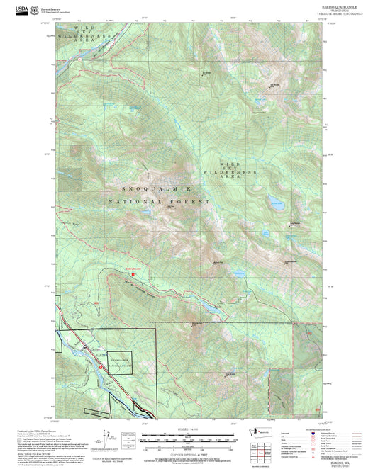 2025 Forest Service Topo Map of Baring Washington