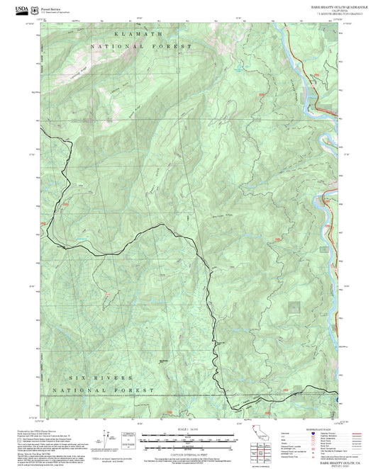 2025 Forest Service Topo Map of Bark Shanty Gulch California
