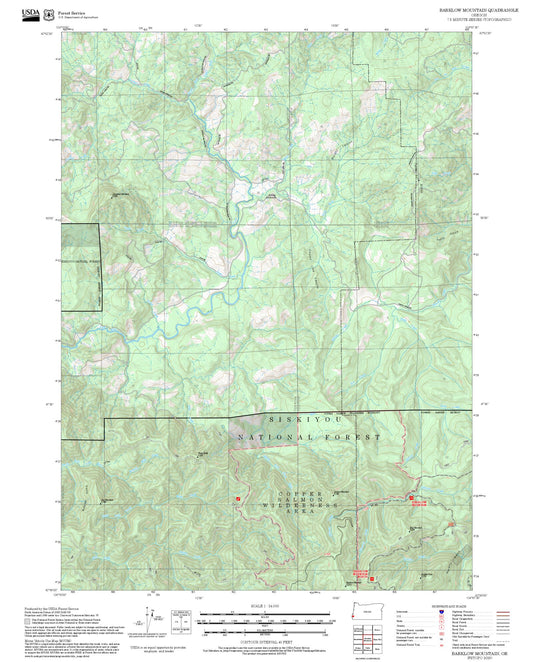 2025 Forest Service Topo Map of Barklow Mountain Oregon