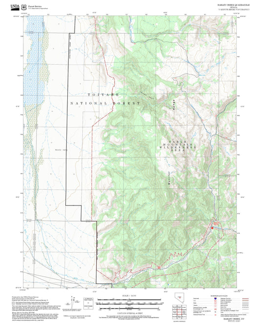 2025 Forest Service Topo Map of Barley Creek Nevada
