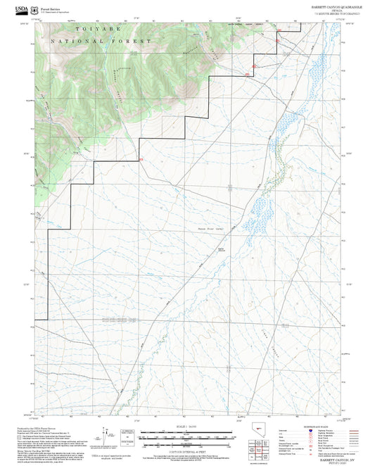 2025 Forest Service Topo Map of Barrett Canyon Nevada