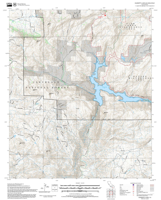 2025 Forest Service Topo Map of Barrett Lake California
