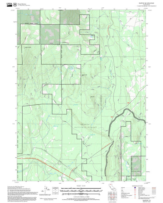 2025 Forest Service Topo Map of Bartle California