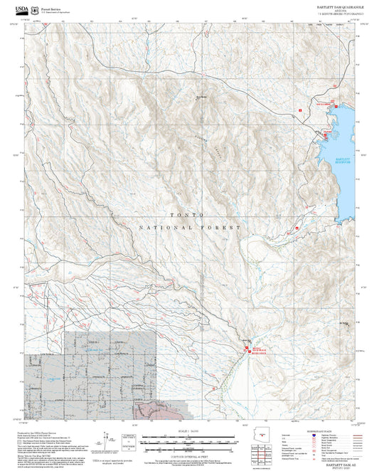 2025 Forest Service Topo Map of Bartlett Dam Arizona