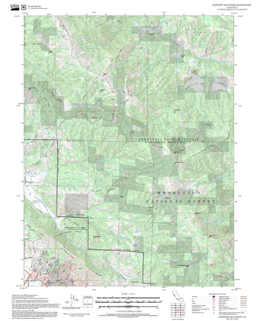 2025 Forest Service Topo Map of Bartlett Mountain California
