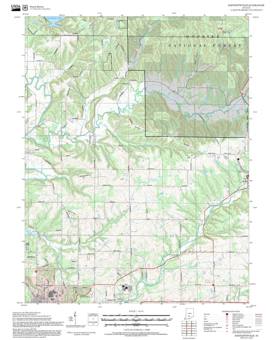 2025 Forest Service Topo Map of Bartlettsville Indiana