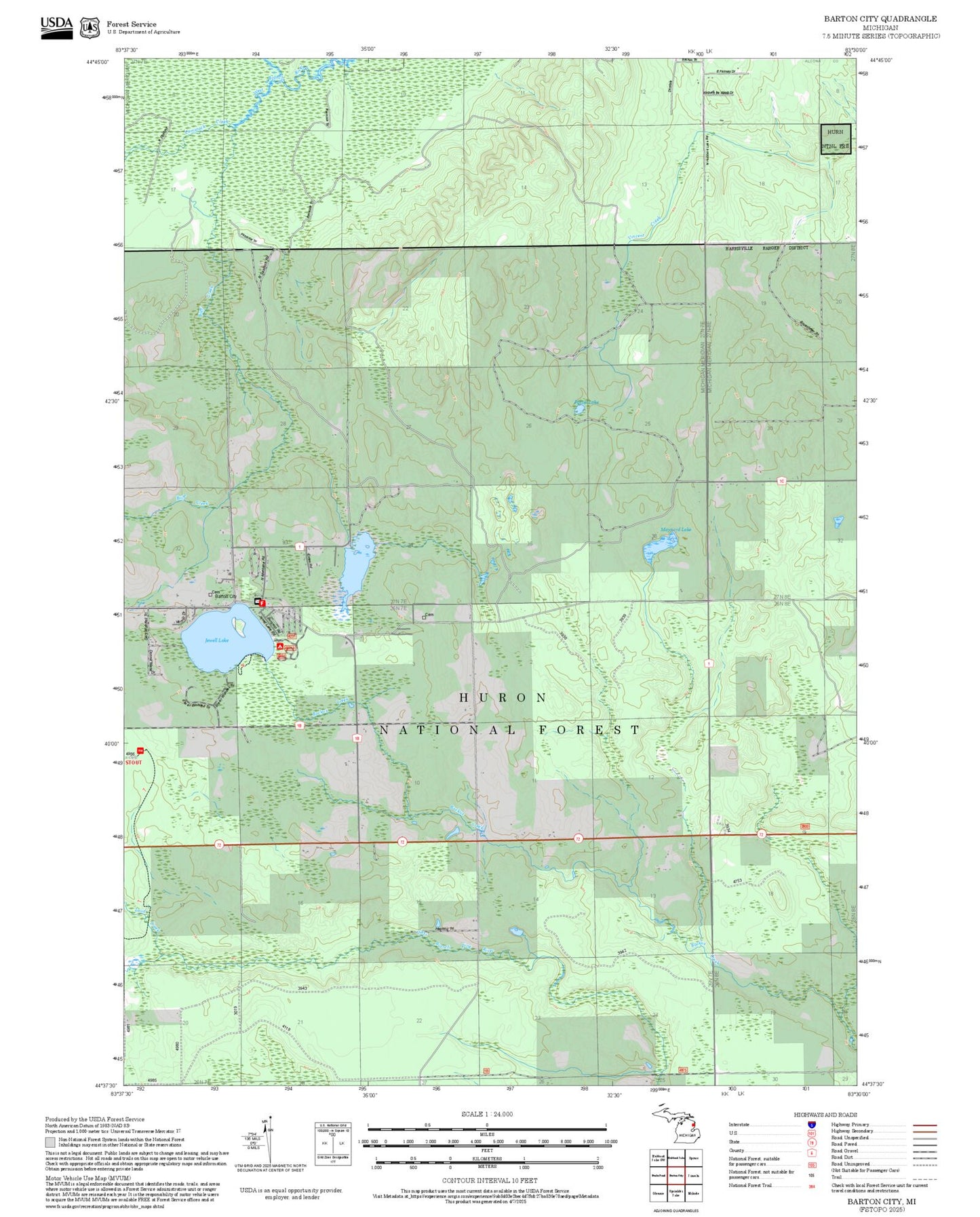 2025 Forest Service Topo Map of Barton City Michigan