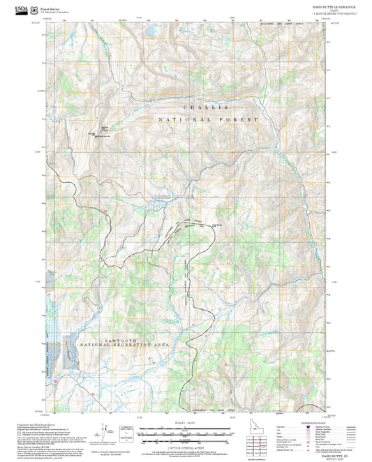 2025 Forest Service Topo Map of Basin Butte Idaho