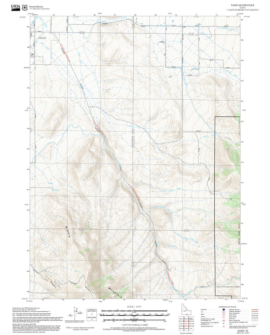 2025 Forest Service Topo Map of Basin Idaho