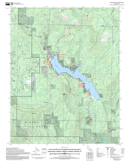 2025 Forest Service Topo Map of Bass Lake California