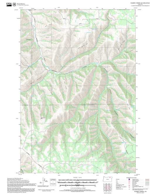 2025 Forest Service Topo Map of Bassey Creek Oregon