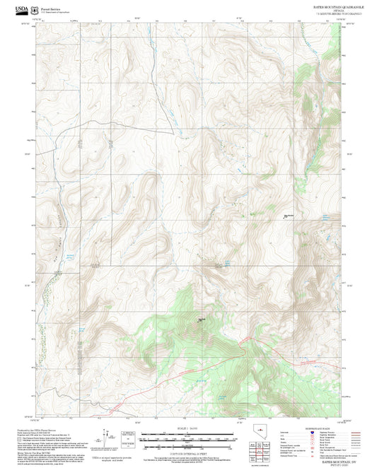 2025 Forest Service Topo Map of Bates Mountain Nevada