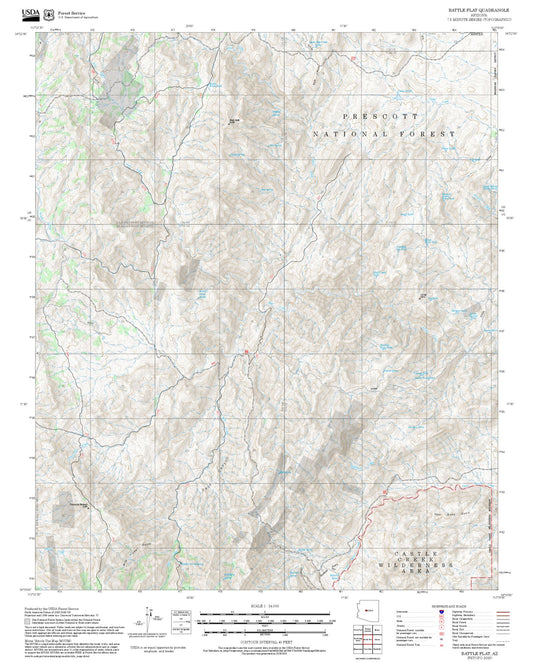 2025 Forest Service Topo Map of Battle Flat Arizona