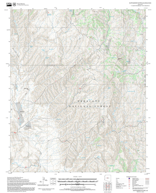 2025 Forest Service Topo Map of Battleship Butte Arizona
