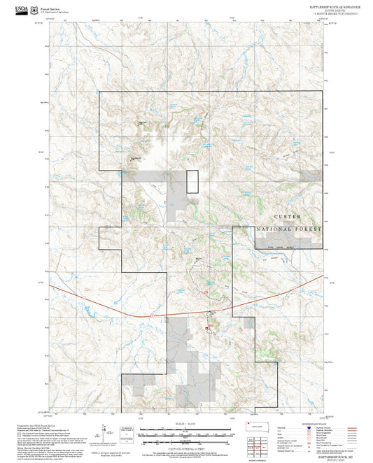 2025 Forest Service Topo Map of Battleship Rock South Dakota