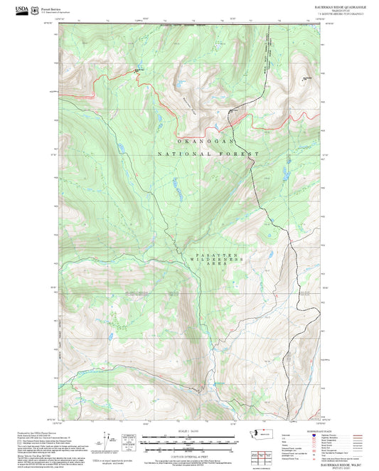 2025 Forest Service Topo Map of Bauerman Ridge Washington