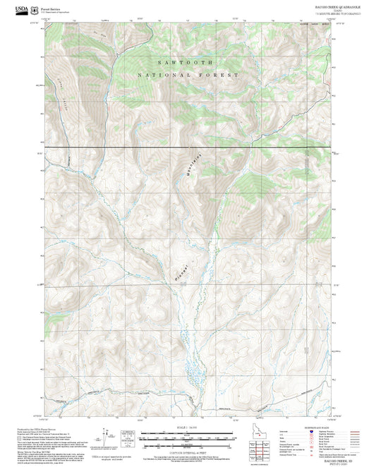 2025 Forest Service Topo Map of Baugh Creek Idaho