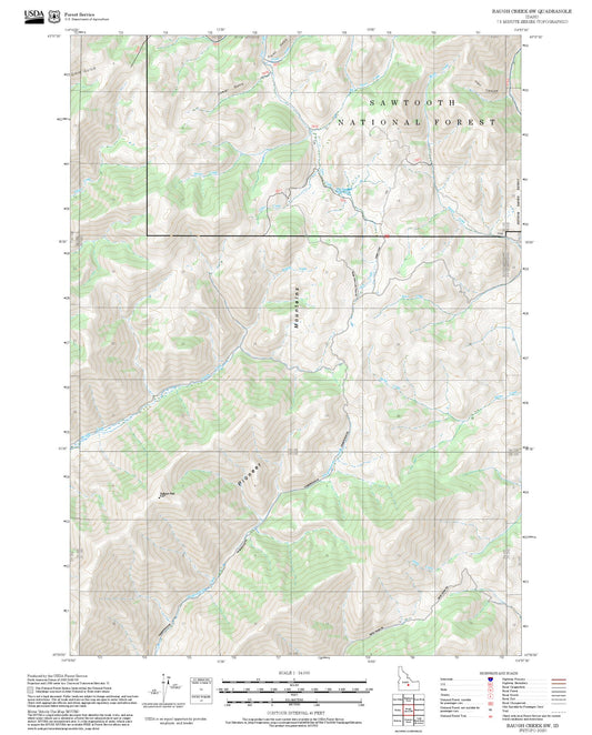 2025 Forest Service Topo Map of Baugh Creek SW Idaho