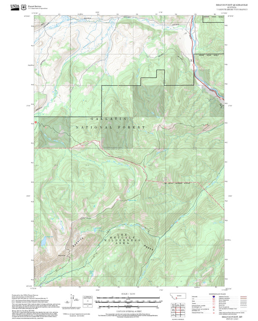 2025 Forest Service Topo Map of Beacon Point Montana