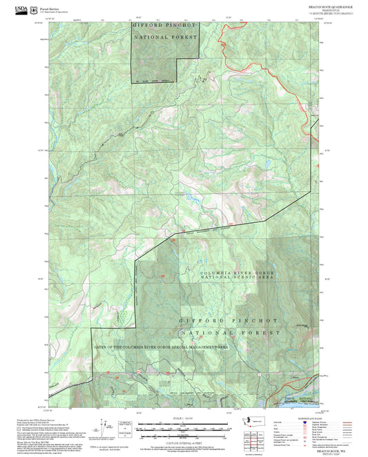 2025 Forest Service Topo Map of Beacon Rock Washington