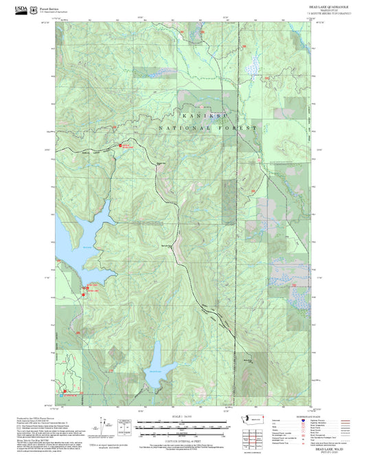 2025 Forest Service Topo Map of Bead Lake Washington