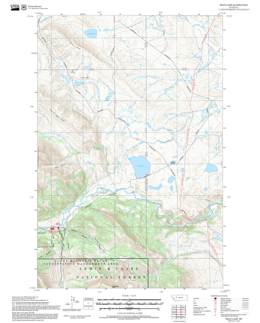 2025 Forest Service Topo Map of Bean Lake Montana