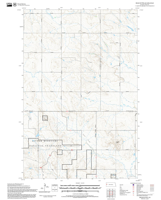 2025 Forest Service Topo Map of Bear Butte North Dakota