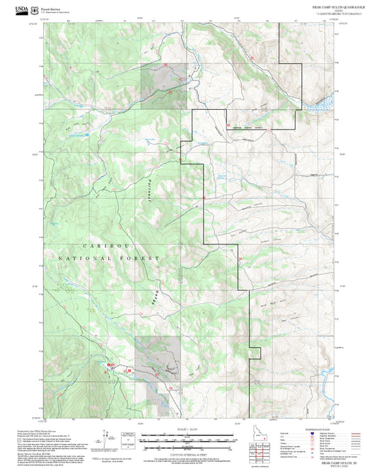 2025 Forest Service Topo Map of Bear Camp Gulch Idaho