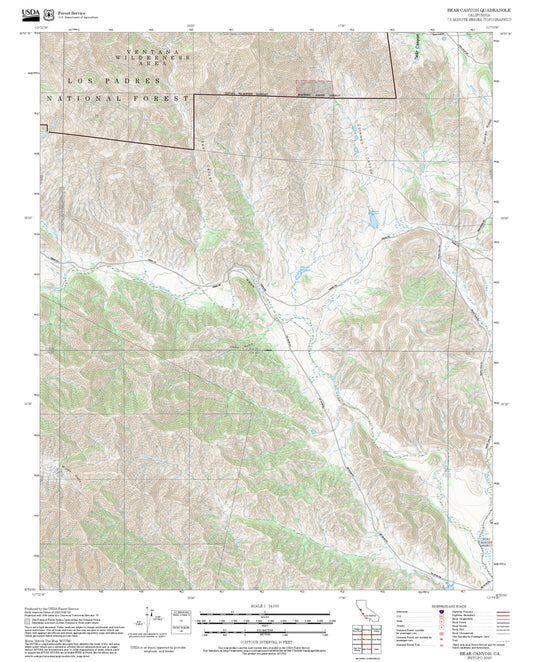 2025 Forest Service Topo Map of Bear Canyon California