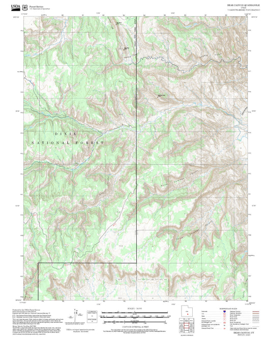 2025 Forest Service Topo Map of Bear Canyon Utah