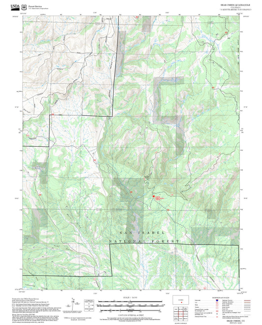 2025 Forest Service Topo Map of Bear Creek Colorado
