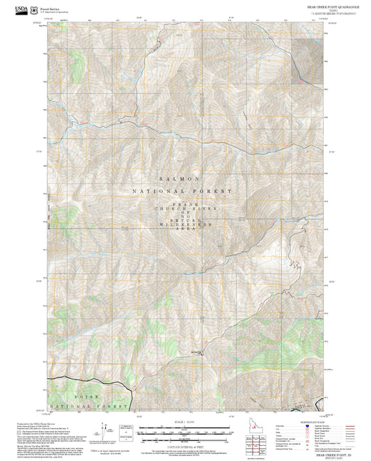 2025 Forest Service Topo Map of Bear Creek Point Idaho