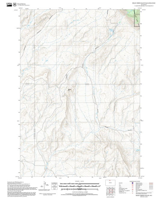 2025 Forest Service Topo Map of Bear Creek Ranch Wyoming
