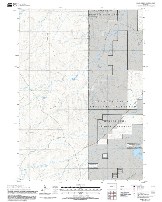 2025 Forest Service Topo Map of Bear Creek Wyoming