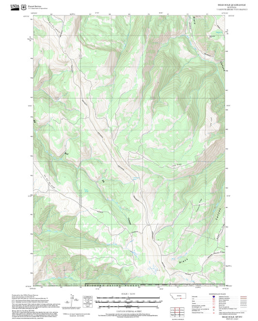 2025 Forest Service Topo Map of Bear Hole Montana