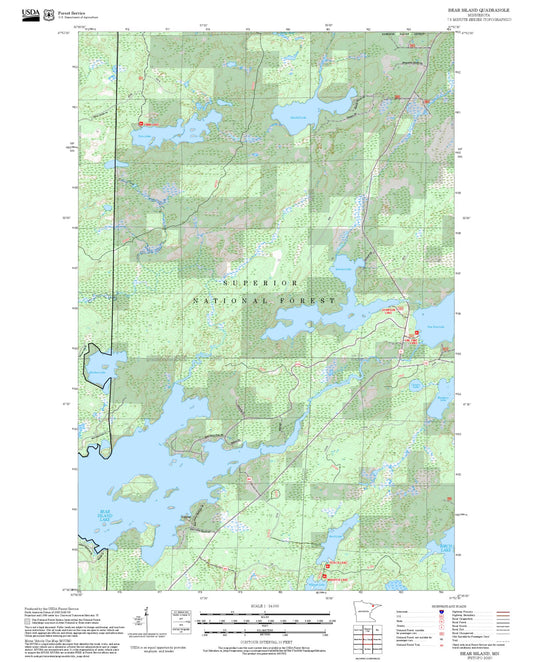 2025 Forest Service Topo Map of Bear Island Minnesota