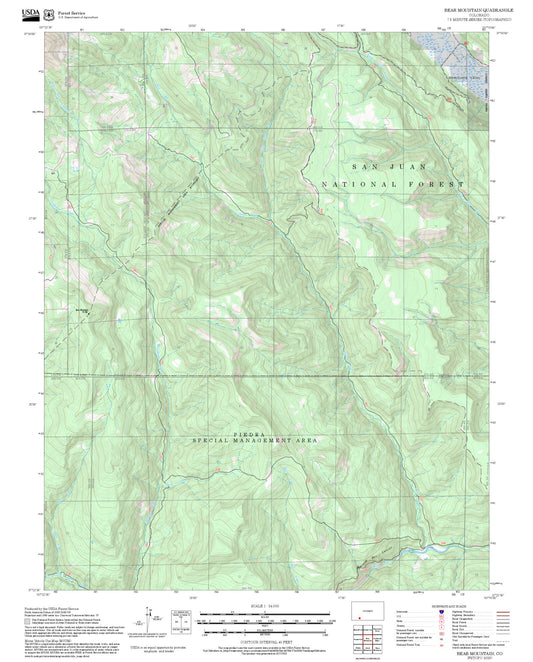 2025 Forest Service Topo Map of Bear Mountain Colorado