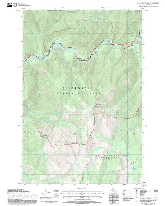 2025 Forest Service Topo Map of Bear Mountain Idaho