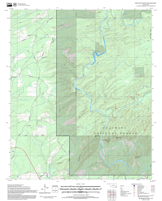 2025 Forest Service Topo Map of Bear Mountain Oklahoma