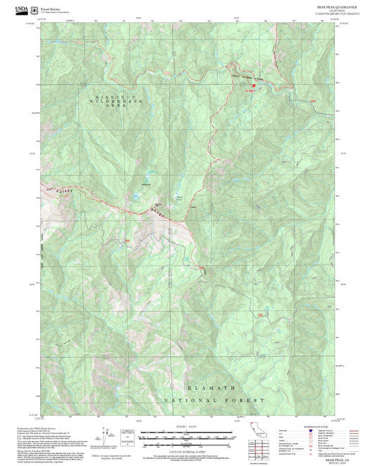 2025 Forest Service Topo Map of Bear Peak California