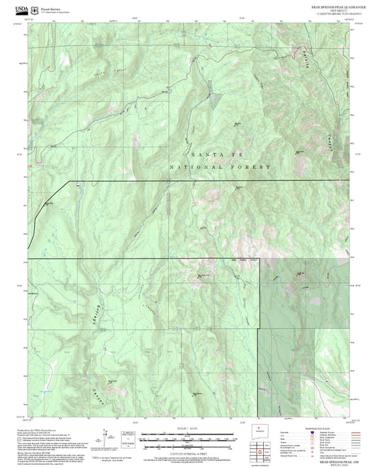 2025 Forest Service Topo Map of Bear Springs Peak New Mexico