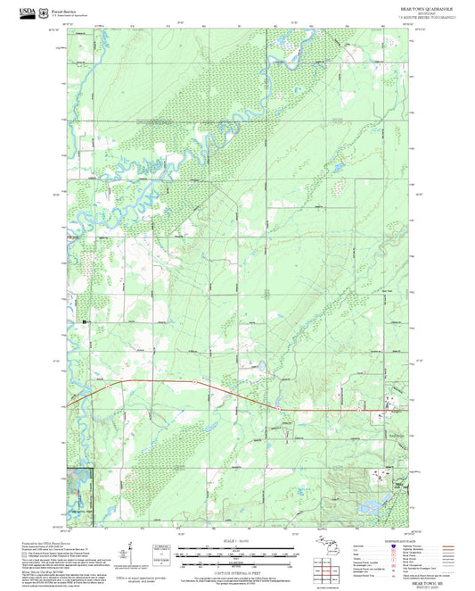 2025 Forest Service Topo Map of Bear Town Michigan