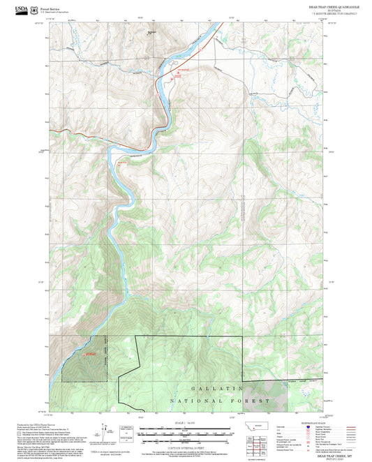 2025 Forest Service Topo Map of Bear Trap Creek Montana