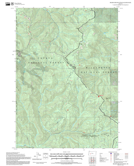 2025 Forest Service Topo Map of Bearbones Mountain Oregon