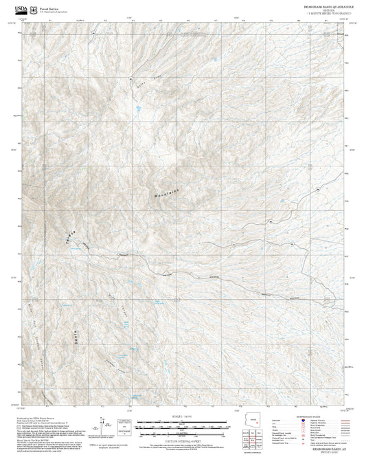 2025 Forest Service Topo Map of Beargrass Basin Arizona