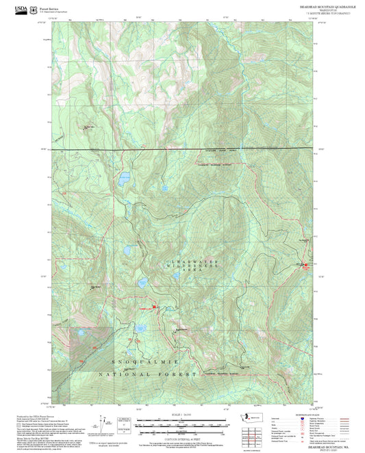 2025 Forest Service Topo Map of Bearhead Mountain Washington