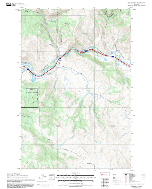 2025 Forest Service Topo Map of Bearmouth Montana