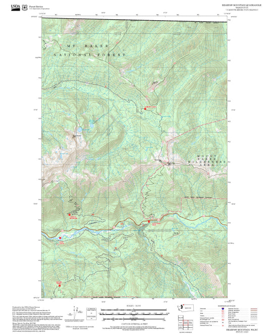2025 Forest Service Topo Map of Bearpaw Mountain Washington